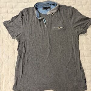 Ted Baker Gray Polo Shirt with Blue Accents